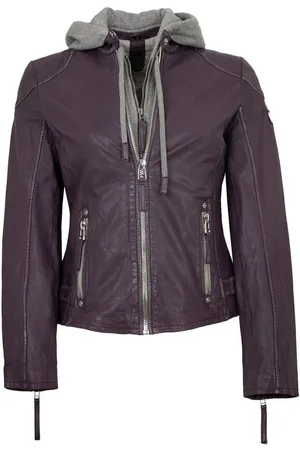 Mauritius Lederjacke GWFinja Gipsy - Damen Lederjacke Lammnappa Kapuze pruple - Verkäufer: Lederjacken24