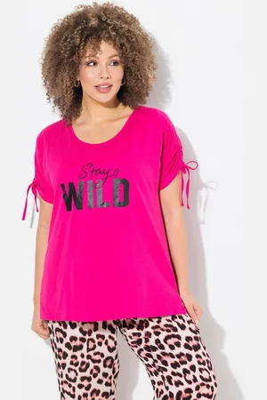 Ulla Popken T-Shirt T-Shirt Schriftzug Oversized Rundhals Raffband - Verkäufer: Popken Fashion Group