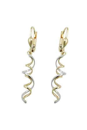 GALLAY Paar Ohrhänger Ohrhänger Ohrringe 43x7mm 2 Spiralen bicolor mit Weißgold 9Kt GOLD (1-tlg) - Verkäufer: Cats Collection