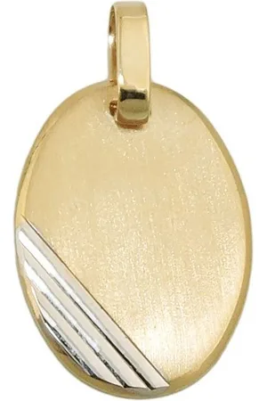 GALLAY Kettenanhänger 18x13mm Gravurplatte oval bicolor rhodiniert diamantiert 9Kt GOLD (1-tlg) - Verkäufer: Cats Collection
