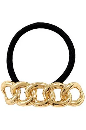 Karma Haargummi vers. Modelle Schwarz Gold Metall Damen Haarzopf Haarschmuck modern, Damenhaarschmuck, Damenhaargummi Damenhaarzopf - Verkäufer: Sanixa