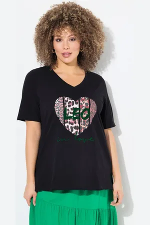 Ulla Popken T-Shirt T-Shirt Leo-Herz Classic V-Ausschnitt Halbarm - Verkäufer: Popken Fashion Group