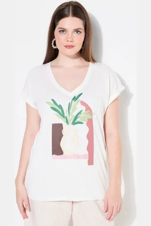 Ulla Popken T-Shirt T-Shirt Stickerei Rundhals Halbarm Biobaumwolle - Verkäufer: Popken Fashion Group