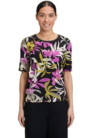 Betty Barclay Kurzarmshirt Basic Shirt mit Print (1-tlg) Rippbündchen