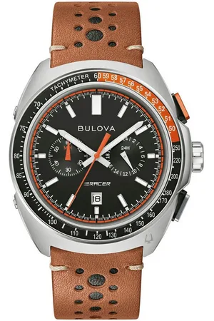 BULOVA Chronograph Racer 98B427, Armbanduhr, Quarzuhr, Herrenuhr, Saphirglas, Lederarmband