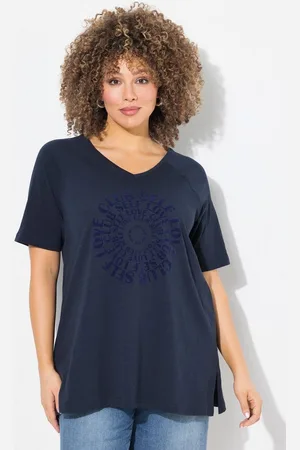 Ulla Popken T-Shirt T-Shirt Flockdruck V-Ausschnitt Raglan-Halbarm - Verkäufer: Popken Fashion Group