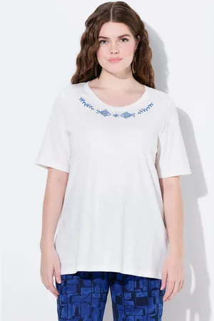 Ulla Popken T-Shirt T-Shirt Stickerei Rundhals Halbarm Biobaumwolle - Verkäufer: Popken Fashion Group