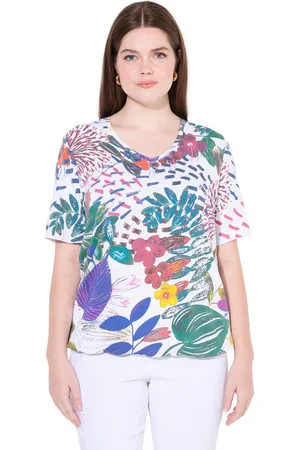 Ulla Popken T-Shirt T-Shirt Gummisaum V-Ausschnitt Halbarm - Verkäufer: Popken Fashion Group