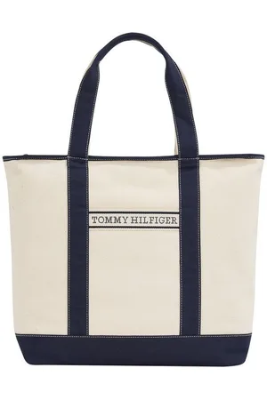 Tommy Hilfiger Tragetasche TH SUMMER CANVAS TOTE, Damen Henkeltasche, Beuteltasche, Strandtasche mit Kontrastbesatz
