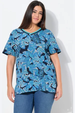Ulla Popken T-Shirt T-Shirt Blätter A-Linie V-Ausschnitt - Verkäufer: Popken Fashion Group