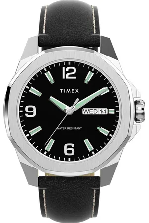 Timex Quarzuhr ESSEX TW2W92900AJ, Armbanduhr, Herrenuhr,Lederarmband,Datum, Leuchtzeiger