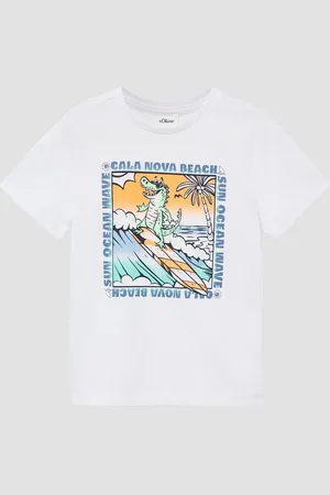 QS by s.Oliver Kurzarmshirt Baumwoll-T-Shirt mit Frontprint - Verkäufer: