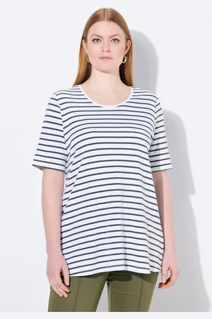 Ulla Popken T-Shirt Ringelshirt A-Linie Rundhals Halbarm Pima Cotton - Verkäufer: Popken Fashion Group