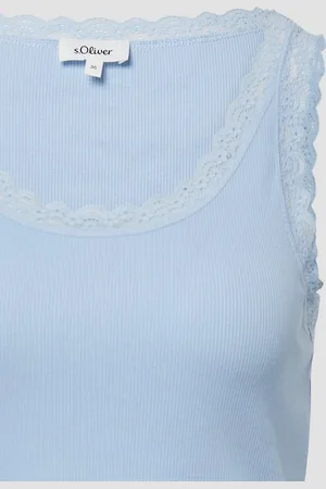 QS by s.Oliver Shirttop Geripptes Slim-Fit-Tanktop mit Spitze - Verkäufer: