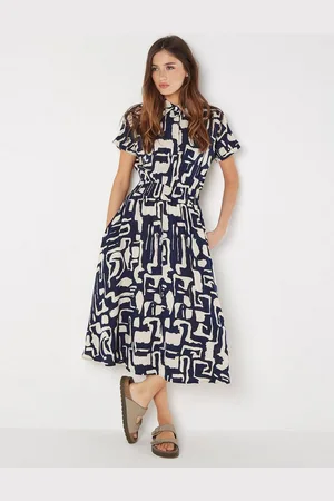 Apricot Midikleid Geo Grecian Shirt Midi Dress, (1-tlg) mit Smokband - Verkäufer:
