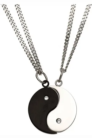 Jobo Kette mit Anhänger Ying Yang, Edelstahl mit Zirkonia