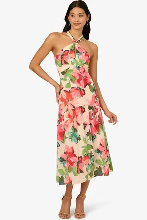 Adrianna Papell Midikleid Halter Flounce Midi Dress Brunch, Abendessen, Hochzeit, Anlass - Verkäufer: GoJungo GmbH