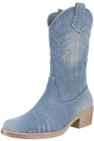 Ital-Design Feminine Cowboystiefel für jeden Anlass Westernstiefel (89376322) Blockabsatz Stiefel in Hellblau - Verkäufer: