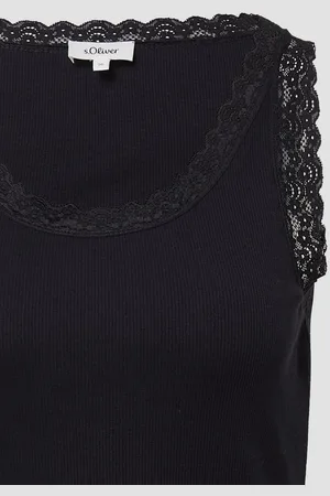 QS by s.Oliver Shirttop Geripptes Slim-Fit-Tanktop mit Spitze - Verkäufer: