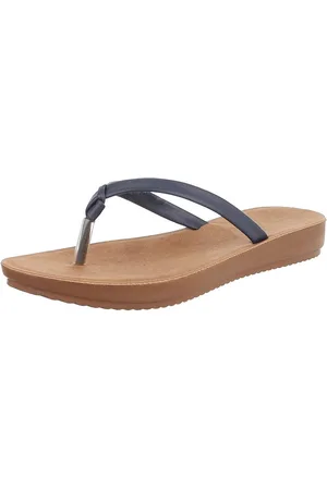 Ital-Design Bequeme Flip-Flops mit goldenen Details für den Sommer Zehentrenner (89372782) Keilabsatz/Wedge Zehentrenner in Dunkelblau - Verkäufer: