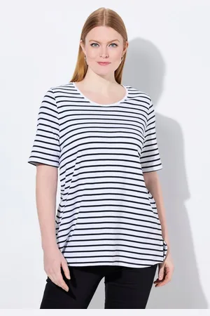 Ulla Popken T-Shirt Ringelshirt A-Linie Rundhals Halbarm Pima Cotton - Verkäufer: Popken Fashion Group