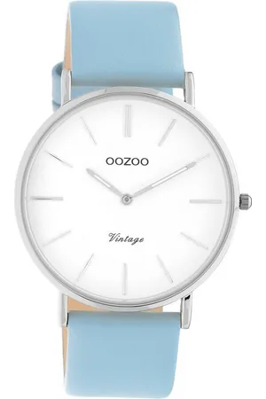 Oozoo Quarzuhr Damen Armbanduhr hellblau Analog, (Analoguhr), Damenuhr rund, groß (ca. 40mm) Lederarmband, Casual-Style - Verkäufer: Fit4Style Silberschmuck - IMPPAC