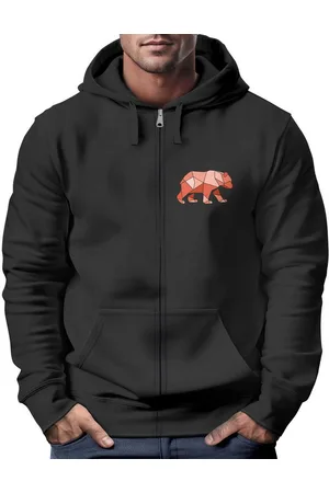 Neverless Sweatjacke Zip-Hoodie Herren Sweatjacke Polygon Print Bär Outdoor Print Motiv - Verkäufer: Akowi
