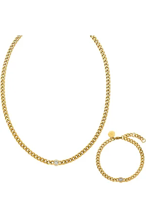 Purelei Ketten und Armband Set Schmuck Geschenk Edelstahl Mahina Club Sparkle, 2401-MC-Sparkle-Gold (Set, 2-tlg), mit Zirkonia (synth)