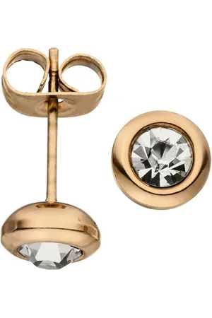 Jobo Paar Ohrstecker Ohrringe roségold-farben mit 2 Zirkonia, Edelstahl