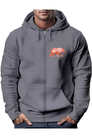 Neverless Sweatjacke Zip-Hoodie Herren Sweatjacke Polygon Print Bär Outdoor Print Motiv - Verkäufer: Akowi