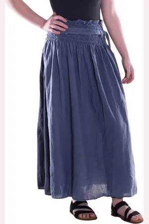 Vishes Maxirock Damen Maxi-Rock Baumwolle Boho elastischer Bund mit Kordel-Zug Alternative Bekleidung, Ethno, Hippie, Retro Style - Verkäufer: - Alternative Bekleidung