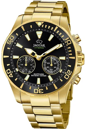Jaguar Multifunktionsuhr Herrenuhr Edelstahl gold , (Multifunktionsuhr), Herren Armbanduhr rund, Edelstahlarmband gold - Verkäufer: Fit4Style Silberschmuck - IMPPAC