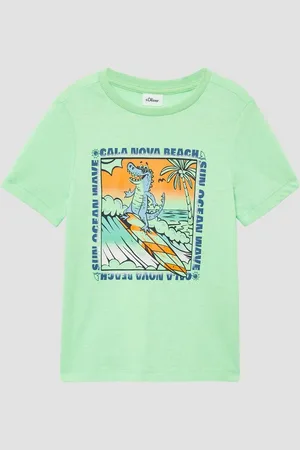 QS by s.Oliver Kurzarmshirt Baumwoll-T-Shirt mit Frontprint - Verkäufer: