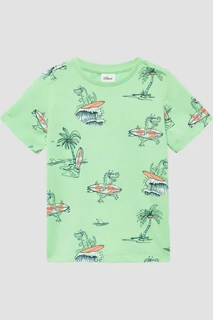 QS by s.Oliver Kurzarmshirt Baumwoll-T-Shirt mit All-over-Print - Verkäufer: