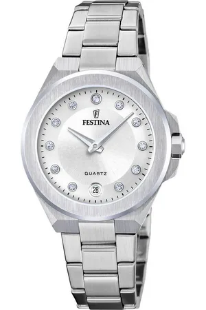 Festina Quarzuhr Mademoiselle F20700/1, Armbanduhr, Damenuhr, Edelstahlarmband, analog, Tag, Zirkonia (synth)