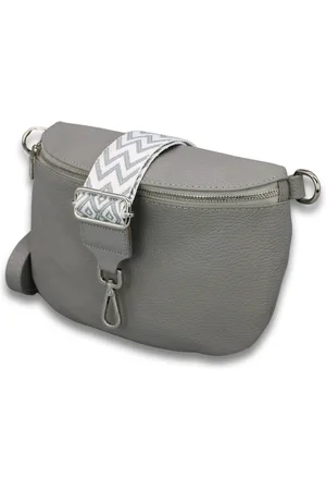 Adel Bags Schultertasche ADA Bauchtasche Damen Leder, mit breiten Gemusterten Riemen, mit 3 Fächer, stylische Gürteltasche, 12 Farboptionen, Made in Italy - Verkäufer: