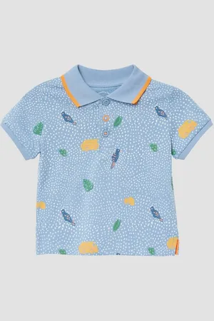 QS by s.Oliver Kurzarmshirt Poloshirt aus Baumwolle mit All-over-Print - Verkäufer: