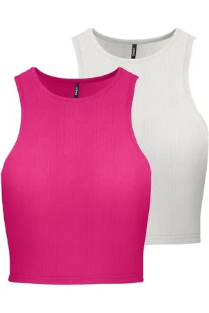 ONLY Crop-Top ONLBELIA S/L CROP TOP CS JRS 2PACK (Packung, 2-tlg)