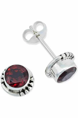 mantraroma Paar Ohrstecker BAOLI aus 925 Silber mit Granat facettiert (Paar, Paar Ohrringe mit Schmuckbeutel), 925 Sterling Silber Ohrringe für Damen - Verkäufer: