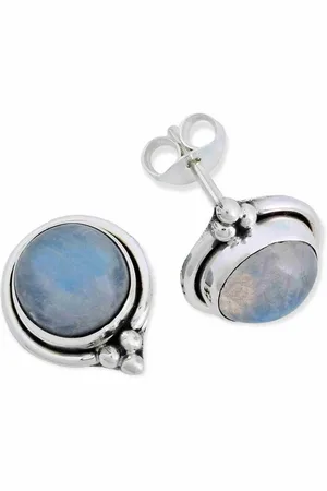 mantraroma Paar Ohrstecker PIARA aus 925 Silber mit Regenbogen Mondstein (Paar, Paar Ohrringe mit Schmuckbeutel), 925 Sterling Silber Ohrringe für Damen - Verkäufer: