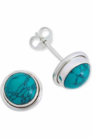 mantraroma Paar Ohrstecker SARALA rund groß aus 925 Silber mit Türkis (Paar, Paar Ohrringe mit Schmuckbeutel), 925 Sterling Silber Ohrringe für Damen - Verkäufer: