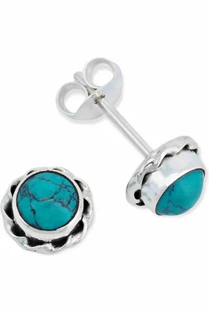 mantraroma Paar Ohrstecker NALU aus 925 Silber mit Türkis (Paar, Paar Ohrringe mit Schmuckbeutel), 925 Sterling Silber Ohrringe für Damen - Verkäufer: