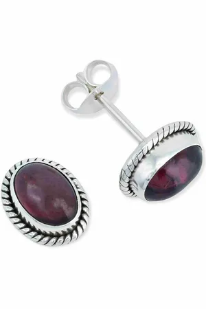 mantraroma Paar Ohrstecker NOHA aus 925 Silber mit Granat (Paar, Paar Ohrringe mit Schmuckbeutel), 925 Sterling Silber Ohrringe für Damen - Verkäufer: