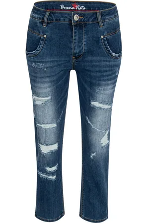 Buena Vista Stretch-Jeans ANNA C 7/8 STRAIGHT destroyed repair 2409 B5859 369 D.7622 - Verkäufer: Jeans-Manufaktur