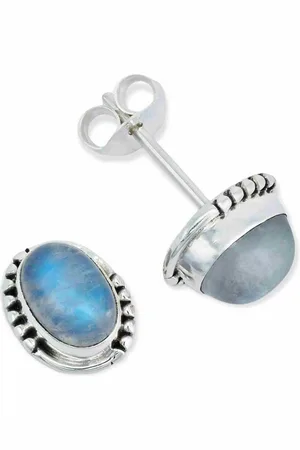 mantraroma Paar Ohrstecker BAOLI klein aus 925 Silber mit Regenbogen Mondstein (Paar, Paar Ohrringe mit Schmuckbeutel), 925 Sterling Silber Ohrringe für Damen - Verkäufer: