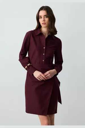 Jimmy Key Minikleid Geweven mini-jurk met lange mouwen en kraag - Verkäufer: