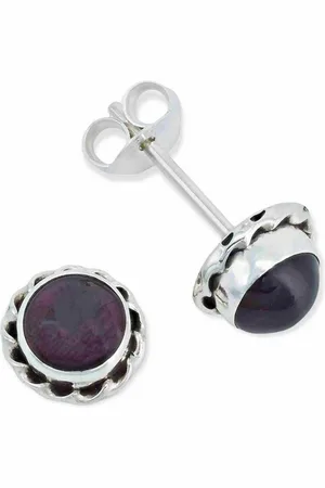 mantraroma Paar Ohrstecker NALU aus 925 Silber mit Granat (Paar, Paar Ohrringe mit Schmuckbeutel), 925 Sterling Silber Ohrringe für Damen - Verkäufer: