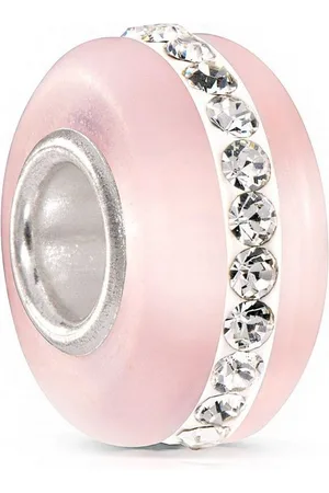 Materia Bead Glasperle Hellrosa Matt Kristall Streifen 620, Hülse aus 925 Sterling Silber - Verkäufer: Schmuck
