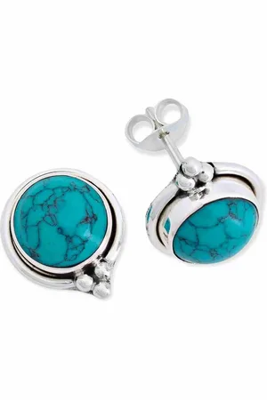 mantraroma Paar Ohrstecker PIARA aus 925 Silber mit Türkis (Paar, Paar Ohrringe mit Schmuckbeutel), 925 Sterling Silber Ohrringe für Damen - Verkäufer: