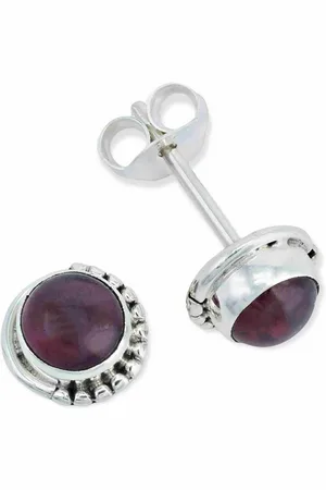 mantraroma Paar Ohrstecker IMBALI klein aus 925 Silber mit Granat (Paar, Paar Ohrringe mit Schmuckbeutel), 925 Sterling Silber Ohrringe für Damen - Verkäufer: